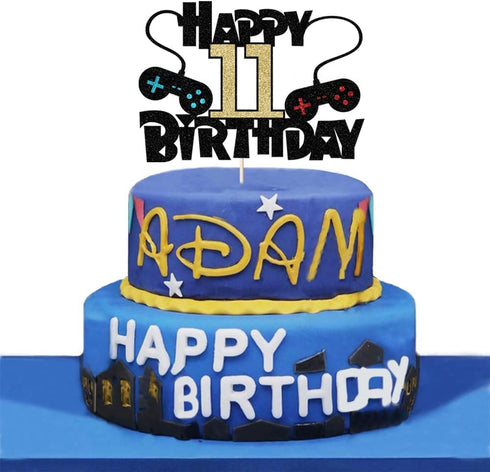 Video Game Happy 11th Birthday Cake Topper,11 Year Old Boy and Kids Video Game Themed Birthday Decoration?Game Controllers Cake Decorations?Game O...