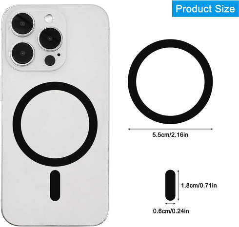 6 Pack Universal Metal Rings Sticker Compatible with MagSafe Magnetic Wireless Charger iPhone 13 12 Pro Mini Max, Ultra-Thin Car Charger Conversio...