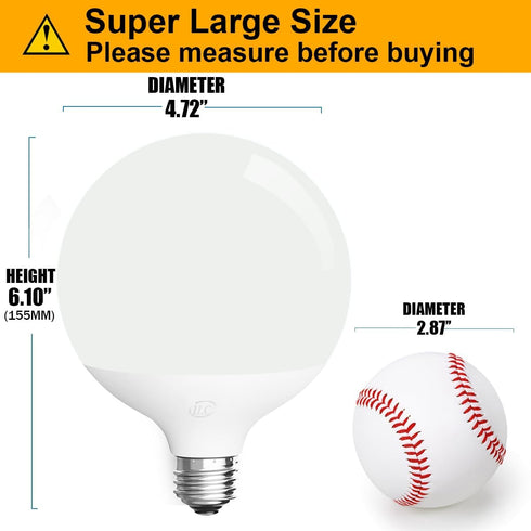 ILC G120 LED Large Globe Light Bulbs 15W, Work with Alexa, ? 4.72 inch, 150W Equivatlent, Color Temprature Turnable 2700K-6000K, CRI>95+, E26 Base...