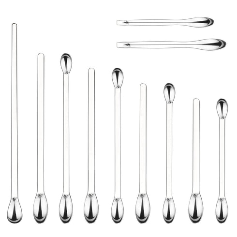 11 Pcs Lab Micro Spoon and Spatula Set, Stainless Steel Double-Ended Lab Spatulas Sampling Spoons Micro Scoopulas Weighting Set...