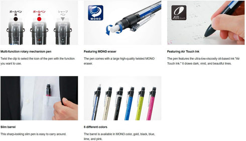 Tombow Mono Graph Multi 2 Color 0.5mm Ballpoint Pen + 0.5mm Mechanical Pencil-Blue (CPA-161D)...