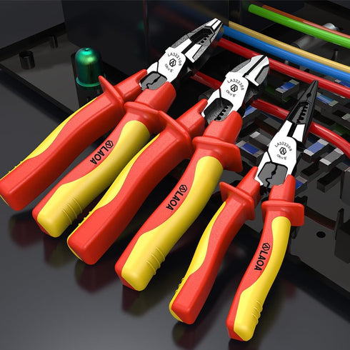 LAOA Needles Nose Pliers,Long Nose Pliers 1000 Volt VDE Insulated Electrician's Pliers with Stripping,Cutting Wire,Screwing Nails, Cutting,Clampin...