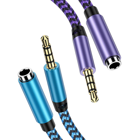 Headset Extension Cable, 2Pack 6FT 4 Pole TRRS 3.5mm Aux Jack Audio Extension Cable Male to Female Aux Adapter Cord Extender for Headphones, Smart...