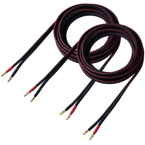 12 AWG HD Premium Soft Touch HiFi Speaker Cable (2 Pack, 3 Feet), 12 Gauge Banana Speaker Wire with Banana Plugs for Bi-Wire Bi-Amp HiFi Surround ...
