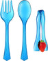 Disposable Serving Utensils, Neon 12 Pack, Four 10” Plastic Serving Spoons and Forks, Four 6-1/2” Plastic Serving Tongs, Plastic Serving Utensils ...