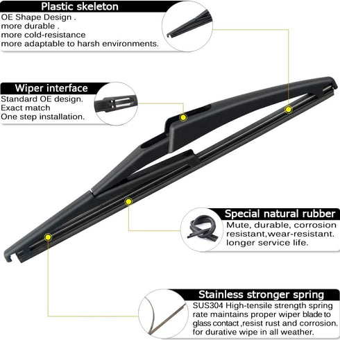 Rear Windshield Wiper Arm Blade Replacement for Jeep Renegade 2015-2019 -High Performance Original Equipment Replacement OE:68256590AA...