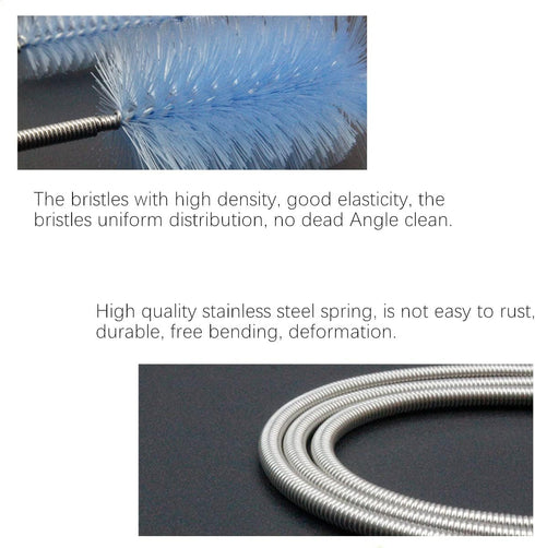 Aquarium Filter Hose Brush, Stainless Steel Long Tube Cleaning Brush, Nylon Tube Brush for Fish Tank, Home Kitchen, Glasses Drinking Straws...