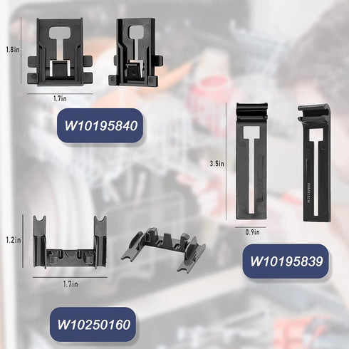AMI PARTS W10546503 WPW10546503 Dishwasher Top Rack Adjuster kit Fits for Whirl-pool Ken-more Dishwasher Rack Adjuster Replacement Parts with W10195840 & W10195839 & W10250160 (8 Packs)
