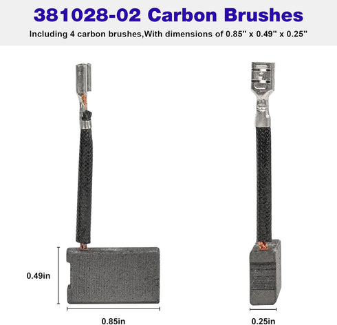 4Packs 381028-02 381028-08 Carbon Brushes Compatible with Dewalt Electric Power Tools DW368,DW702,DW703,DW706E,DW708,DW715,DW716,DW717,DW718,DWS78...
