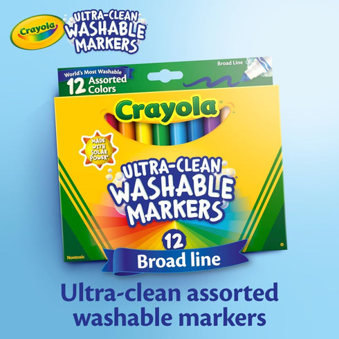 Crayola Broad Line Markers (12ct), Washable Markers for Kids, Classroom Supplies for Teachers, Kids Back to School Supplies, 3+...