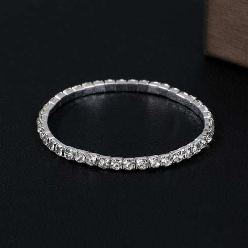 4Pcs Sparkling Rhinestone Tennis Bracelet Set for Women Trendy Elastic Rhinestone Crystal Stretch Bracelet Stackable Jewelry...