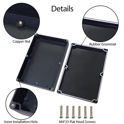 LeMotech Project Box ABS Plastic Junction Box IP65 Waterproof Hobby Box Electrical Boxes Universal Enclosure for Electronic Black 8.9X 5.7X 3.1 in...