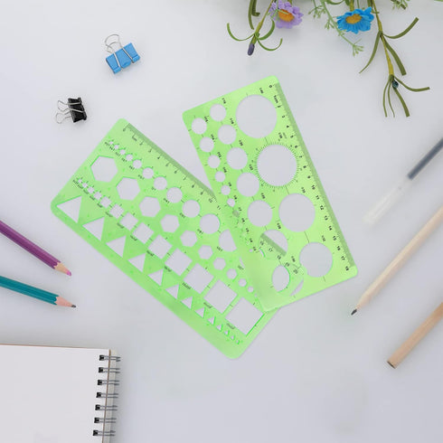 Giantree Circle Templates Measuring Ruler, 2Pcs Circle Stencil Geometry Ruler Geometric Drawing Stencil Ruler Digital Drawing Set for Office and S...