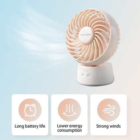 Portable Oscillating Desk Fan Table Fan Small Mini Fans Rechargeable 3.5 Inches Handheld Portable Table Top Fans for Office Desk Indoor/Outdoor (P...