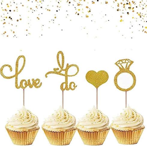 JeVenis Set of 44 Wedding Cupcake Toppers Diamond Ring Cupcake Toppers I Do Cupcake Topper for Wedding Engagement Bridal Shower Decorations...