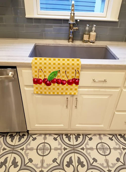 Caroline's Treasures BB7168KTWL Cherries on Basketweave Kitchen Towel Dish Cloths Guest Hand Towel Decorative Bathroom Towel for Face,Tea, Dishclo...