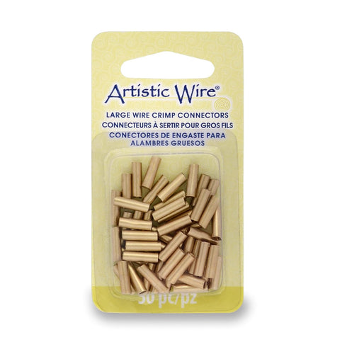 Artistic Wire Large Gauge Crimp Tubes, Brass Color, for 12 ga Wire, ID 2.2 mm / .086 in, 50 pc...