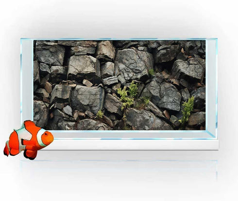 72X24IN Stone Aquarium Background, Rock Fish Tank Background, Natural Rocky Glass Terrarium Background with 8 EVA Double-Sided Tape...