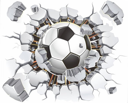 17"x16" 3D Soccer Football Cracked Wall Stickers Vinyl Decals Removable Decor for Living Room Kids Room Baby Nursery Boys Bedroom...
