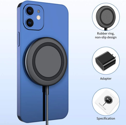 WAITIEE Magnetic Wireless Charger for iPhone 15 Pro Max Plus 14 Pro Max Plus 13 Pro Max 12 Pro Max, AirPods 3/2/Pro,Fast Wireless Charger Pad with...