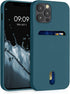kwmobile Case Compatible with Apple iPhone 12 / iPhone 12 Pro - Soft TPU Phone Cover with Card Holder and Silicone Finish - Teal Matte...