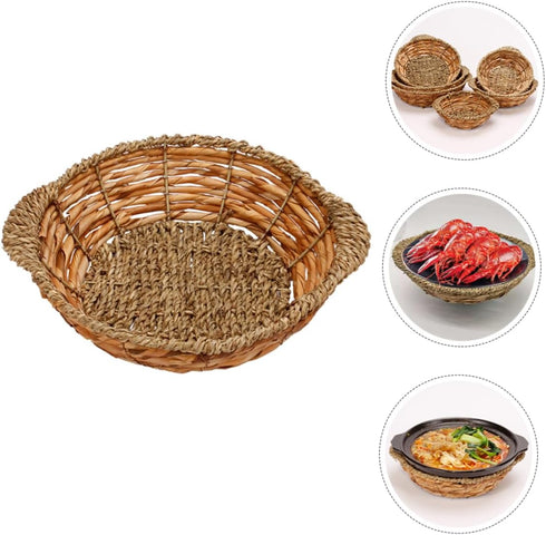 Dolsot Pot Base Woven Storage Baskets Serving Tray Stone Bowl Base Casserole Pot Holder Woven Casserole Pot Mat Stone Pot Mat Rattan Multifunction...