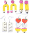 Teacher Stud Earrings Set Colorful Crayon Pencil Ruler Heart Shape Teacher's Gift Rainbow Dangle Earrings Bulk Wooden Jewelry for Women for school...