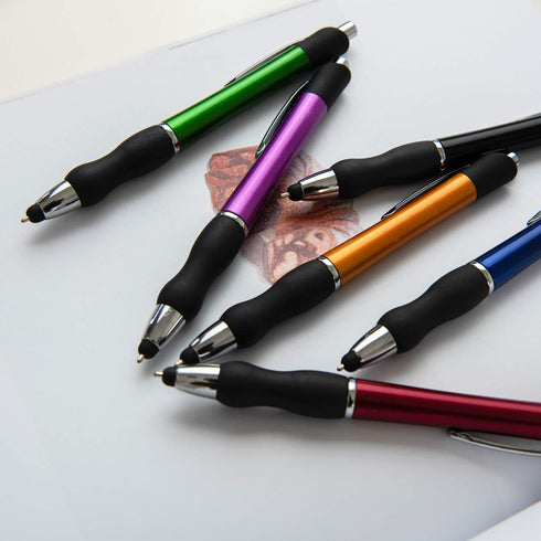 Retractable Ballpoint Pens Black Ink Pen Medium Point Work Smooth Writing for Men Women Pens for Universal Touchscreen Devices, iPad, iPhone, Andr...