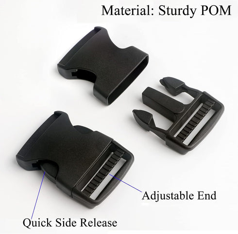 BEAULEGAN Plastic Buckles 1 Inch (Pack of 10) - Quick Side Release for Luggage Straps, Pet Collar, Backpack Repair, Dual Adjustable Ends, Black...