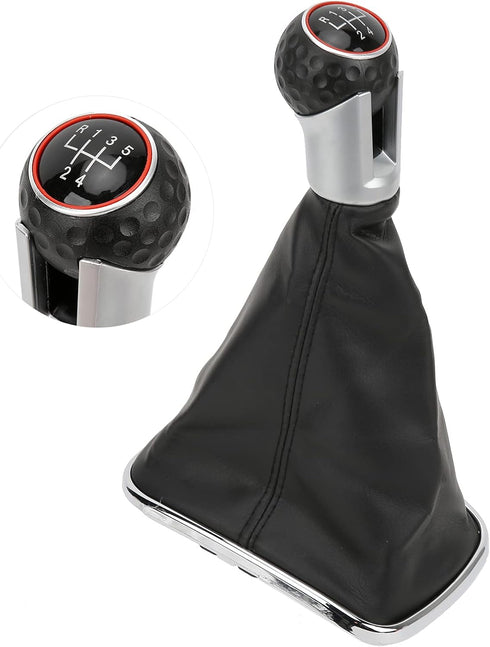 Gear Shift Knob Kit, 5 Speed / 6 Speed Gear Shift Knob Gear Shift Stick Knob Gaiter Boot Dust Cover Replacement for Mk4 Bora 1999?2004(5 gears) Ge...