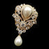 Victorian Vintage Silver Tone Ribbon Floral Scroll Pearl Drop Wedding Brooch Pin Bridal Jewelry...