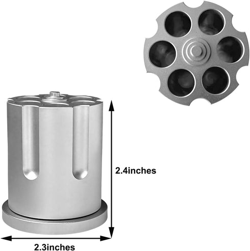 Rotating Revolver Pen Holder, Gun Cylinder Pen Holder, Aluminum Gun Pencil Holder, Non-Slip Desk Pen Holder for Men's Birthday, Office Decoration...