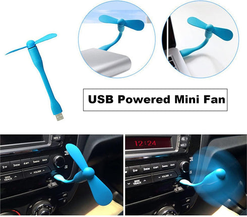 USB Flexible Fan, Mini Portable Cooling Fans USB Powered for Power Bank Laptop PC AC Charger - 2 Pack (Blue)...