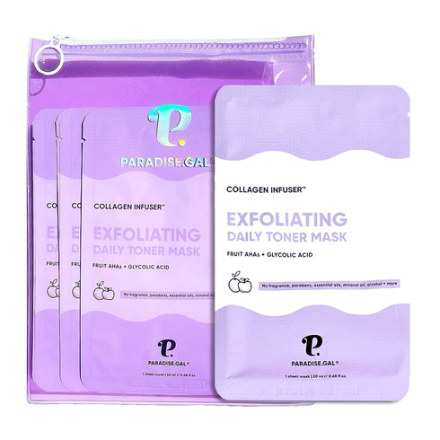 Exfoliating Face Masks (10-Pack) Korean Skincare Infused with Exfoliating Collagen, AHA, Glycolic Acid, BHA, Niacinamide & Ceramide - Revitalizing...