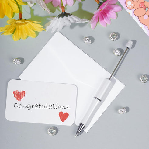 20Pcs White Beadable Pens Plastic Bead Ballpoint Pens Bulk with 50Pcs Black Ink Cute Cool Diy Pens for Journaling Women Teacher Graduation Christm...
