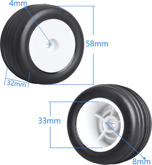 PreGlued 1/18 Buggy Tires 2PCS Front Tires 8mm Hex Wheels for Wltoys Losi Mini-T 2.0 HPI HSP 1/18 RC Off-Road Car (White Rims)...