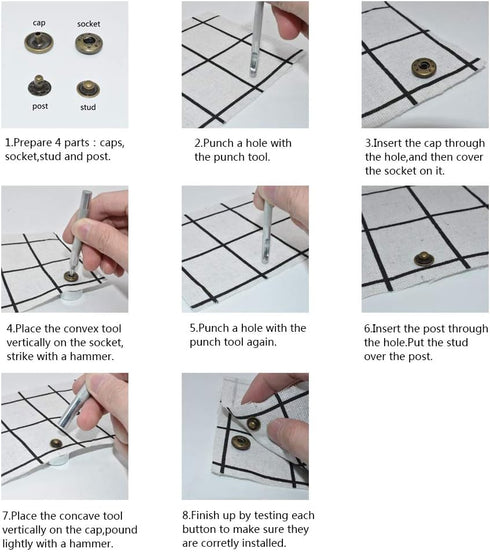 12.5 mm Snap Fastener Kit 12 Colors 120 Sets Clothing Snaps Metal Solid Snaps Buttons Kit Press Tool for Clothing Sewing and Crafting...