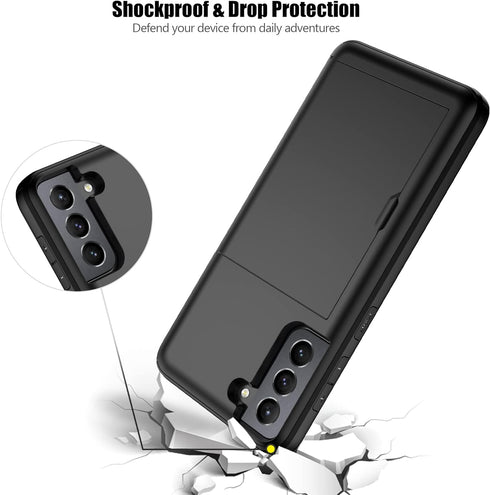 Nvollnoe for Samsung S21 Case with Card Holder 5G 6.2 inch Dual Layer Heavy Duty Protective Galaxy S21 Case Hidden Card Slot Slim Wallet Case for ...