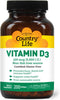 Country Life Vitamin D3 5000 IU for Immune and Bone Health, Calcium Absorption, and Colon Health - Sustainable Source from Lanolin, Available in V...