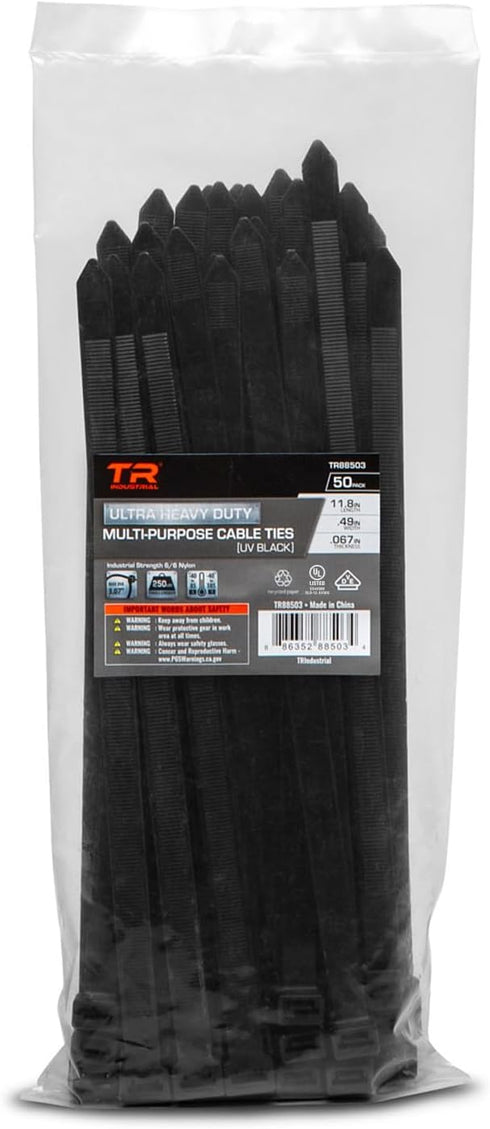 TR Industrial Ultra Heavy Duty Multi-Purpose UV Cable Ties (11.8")...