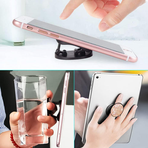 New Version Phone Holder 3 Pack Black Purple Pink Glitter Art Expanding Grip Stand Finger Holder for Smartphone and Tablets...