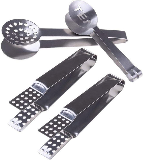 4 Pcs Stainless Steel Tea Bag Tongs Teabag Squeezer Strainer Holder Grip Metal Spoon Mini Sugar Clip Kitchen Bar Tools...
