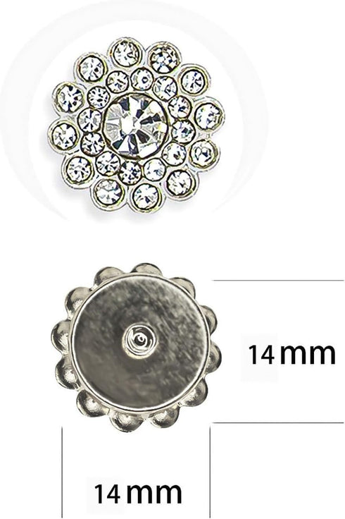 200 pcs Rhinestone Embellishments Crystal Decoration Brooch Button Flatback DIY Craft for Flower Headband Dress Accessory 14mm (200 PCS Silver)...