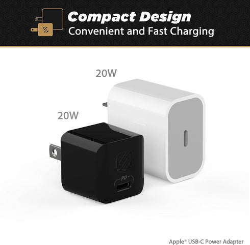 Scosche HPDC20-SP Fast Charger PowerVolt 20W Mini Cube USB-C, Wall Adapter for Phone, 4X Faster Power Charge, Portable Outlet Plug, Black...