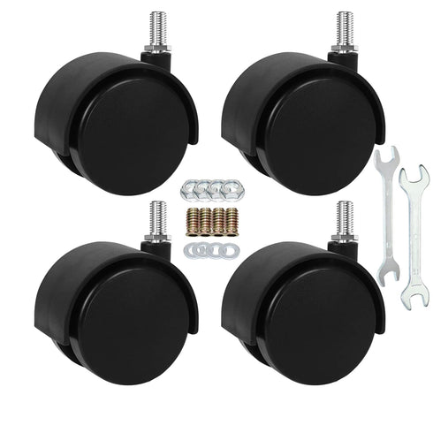 2" Stem Casters Replacement Casters Threaded Swivel Furniture Caster Wheels with Brakes 100Lbs (5/16-18-Black-No Brake)...