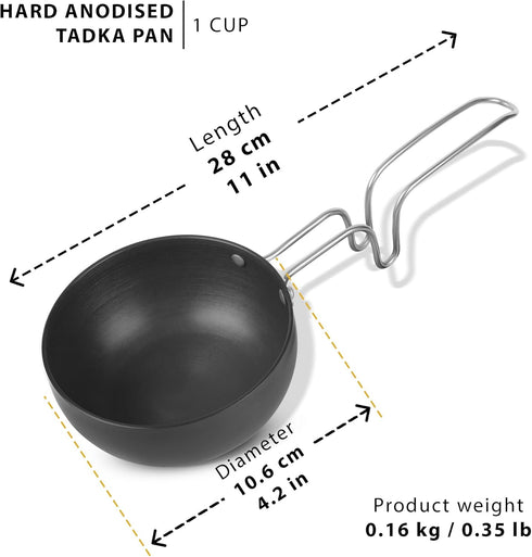 Scratch Resistant Coating - Mini Tadka Pan for Eggs, Spices, Melting Butter - and more Tadka Pan,Large Tadka Pan for saag, dal, kadhi, dhokla (4.5...