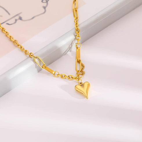 Cute Heart Necklaces for Women Mother's Valentines Day Gifts 18k Real Gold Plated Heart Necklace Small Heart Pendant Choker Necklaces for Women Da...