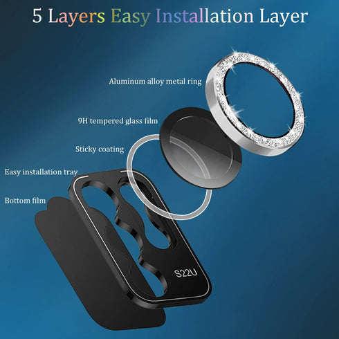 for Galaxy S23 Ultra Camera Lens Protector, Aluminium Alloy Ring 9H Tempered Glass Anti Scratch Decorative Camera Cover Accessories for Samsung Ga...
