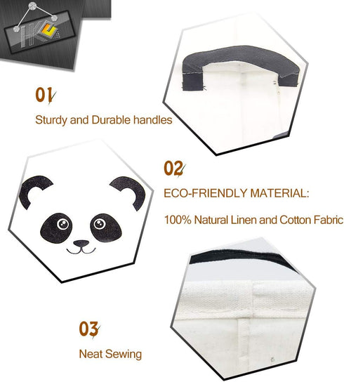Rectangle Panda Storage Basket with Handles, Collapsible Storage Box,Cute Canvas Toy Bin for Pet/Kids,Gift Basket,Room Decor(PANDA)...