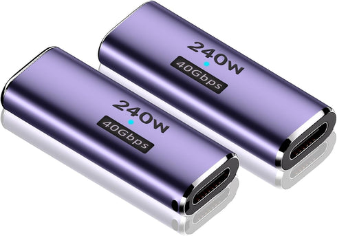 USB C Coupler 2Pack, 40Gbps USB C Female to Female Adapter 240W USB 4 Coupler Type C Coupler 8K@60Hz, 5K@60Hz, 4K@120Hz for iPhone 15 Series, Thun...